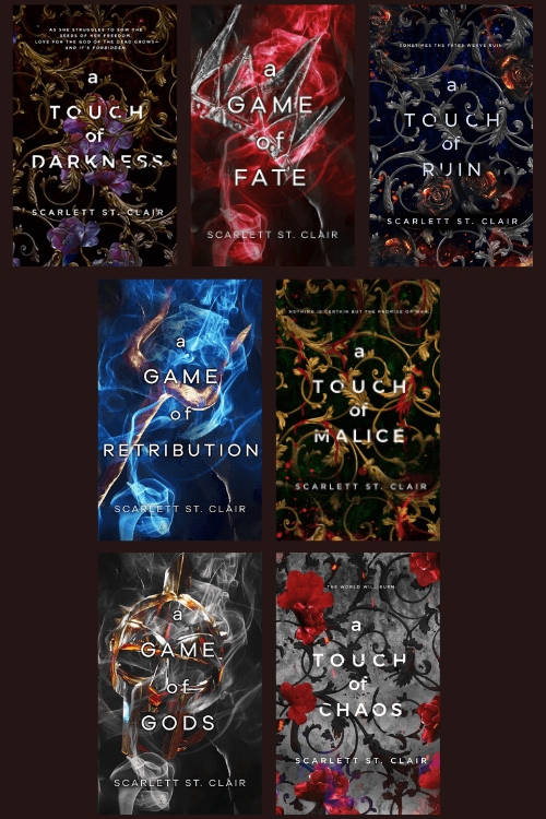 front covers of the hades x persephone series