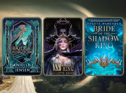 cover image for a blog post about romantasy books with the arranged marriage trope